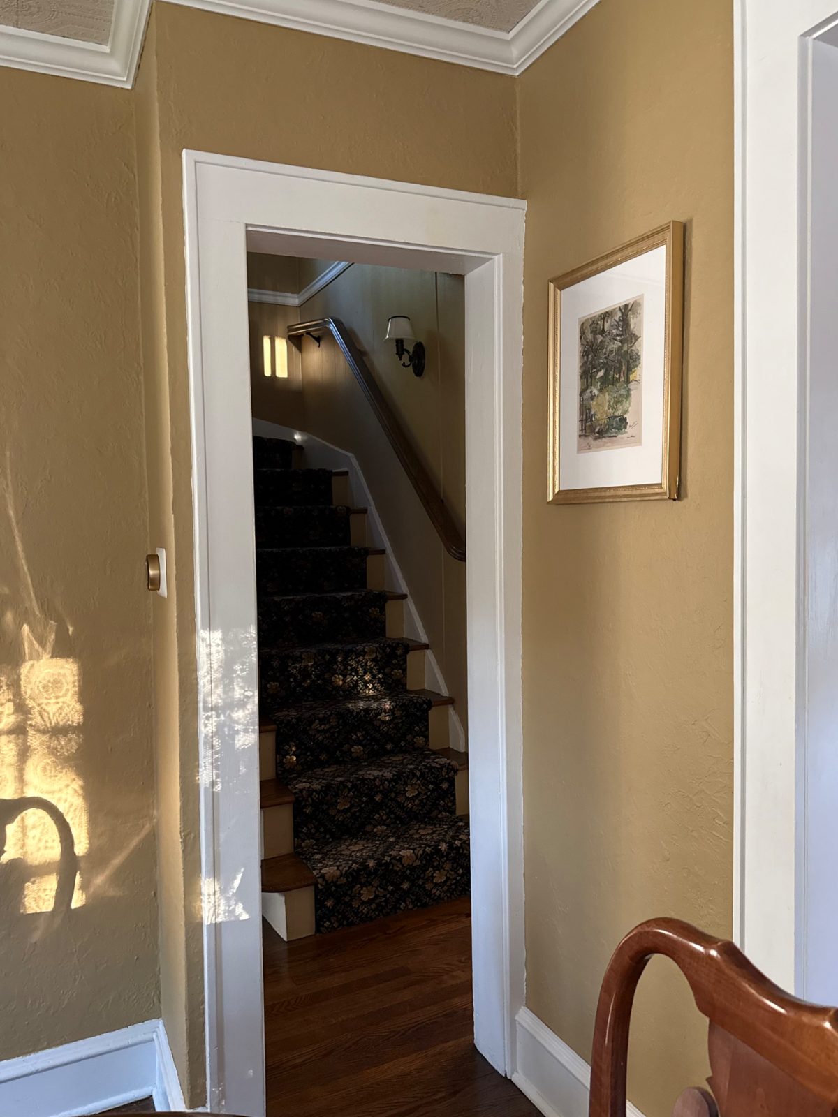 Stair hall vignette — Oradell Colonial